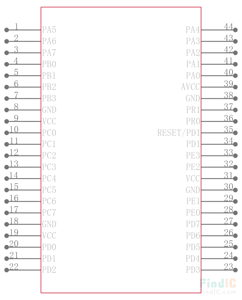 ATXMEGA32D4-AU引脚图
