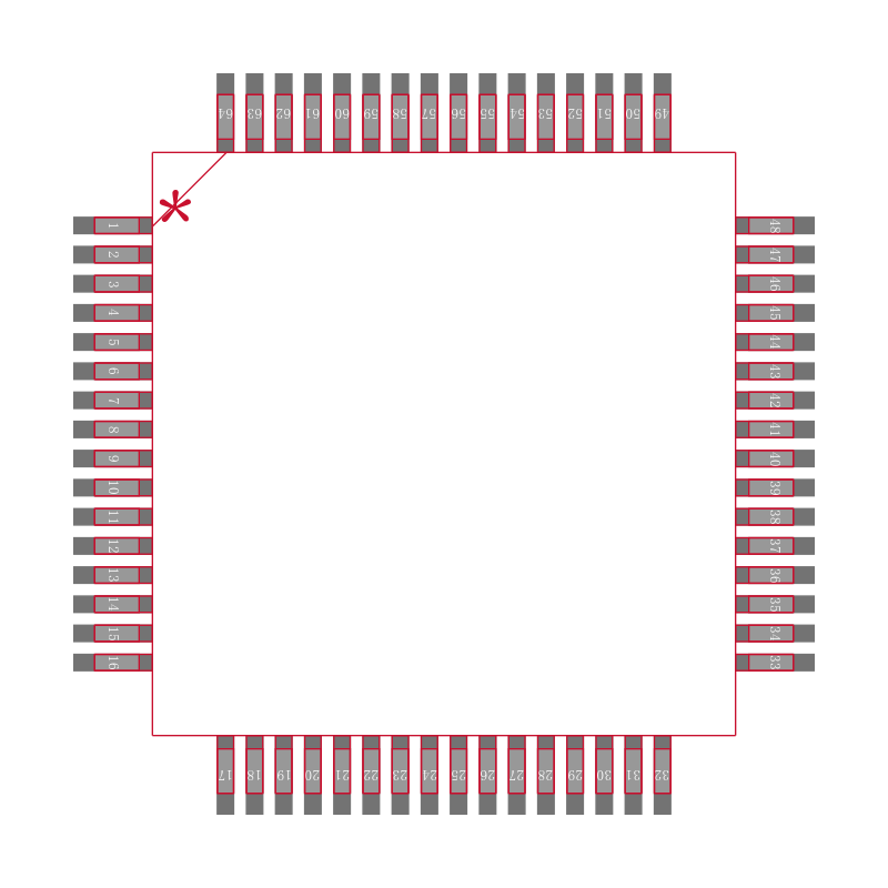 EFM32TG842F32-QFP64封装焊盘图
