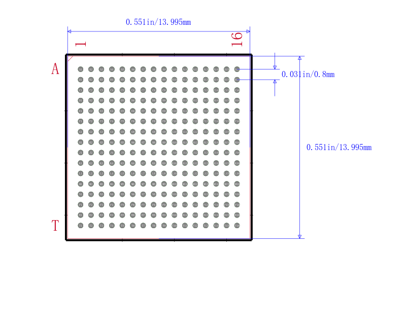 ICE40HX8K-CT256封装图
