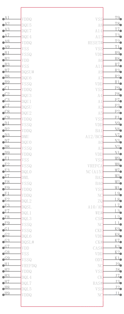 IS43TR16256A-15HBLI引脚图