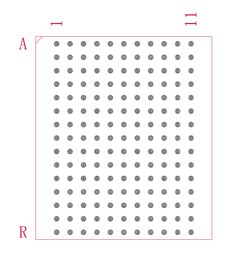 IS61NLF51236-6.5B3I封装焊盘图