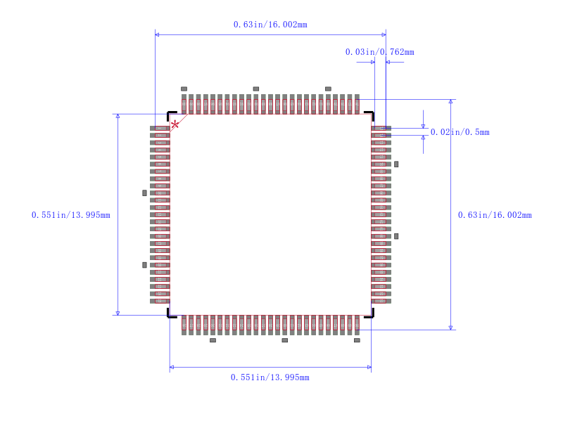 LCMXO2-1200ZE-1TG100C封装图