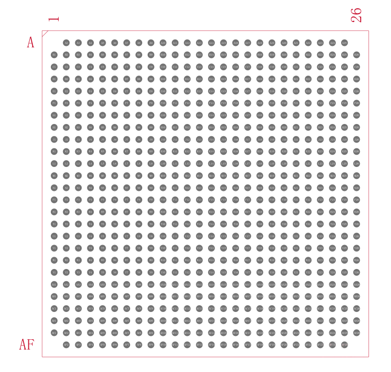 LFE2-35E-5FN672C封装焊盘图