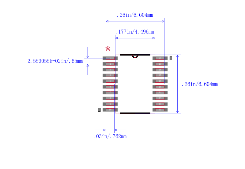 MSP430G2112IPW20封装图