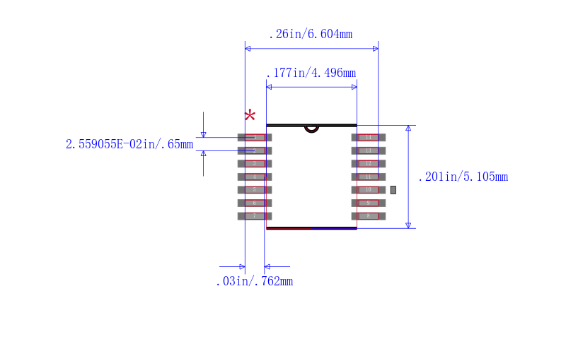 MSP430G2352IPW14封装图