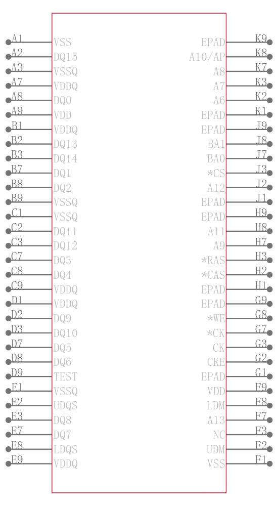 MT46H8M16LFBF-6:K引脚图