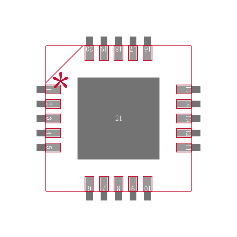 PIC18LF13K50-I/MQ封装焊盘图