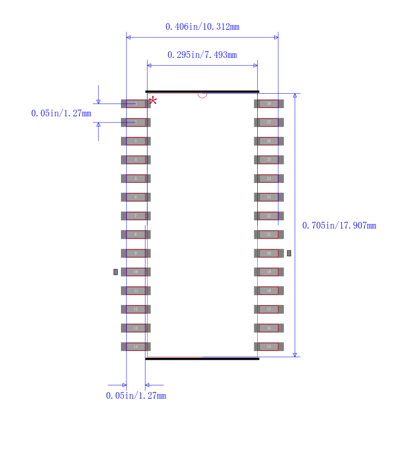 PIC32MX210F016BT-V/SO封装图