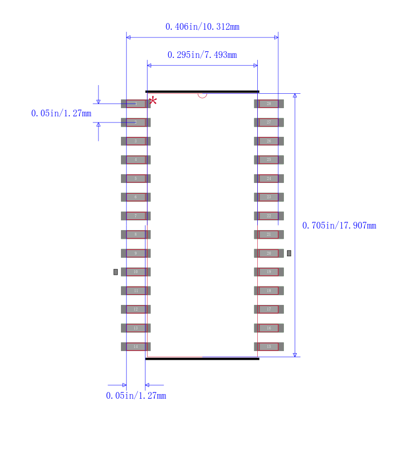 PIC32MX220F032BT-50I/SO封装图