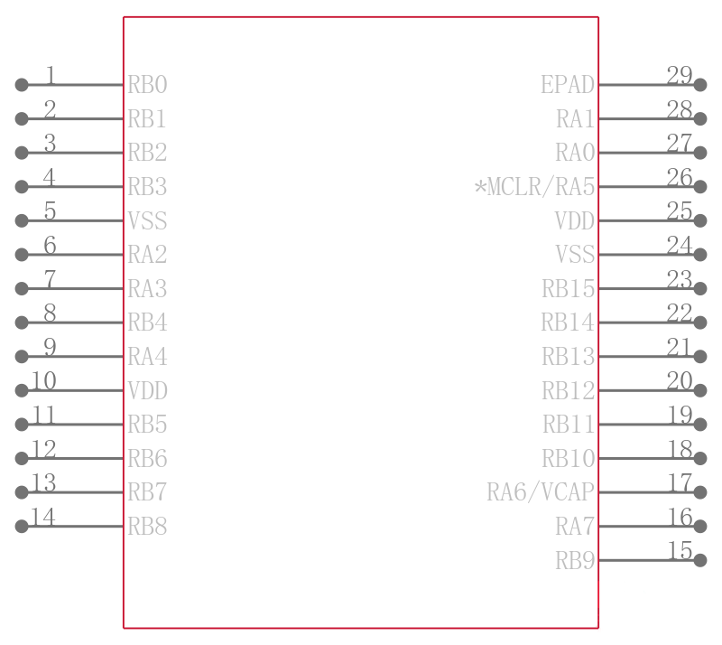 PIC24FV32KA302T-I/ML引脚图