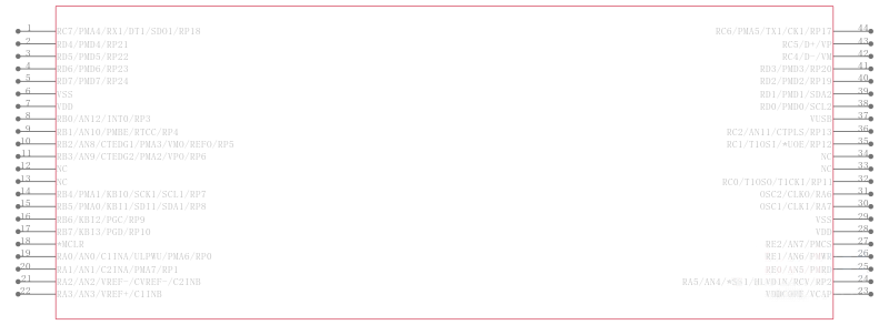 PIC18F46J50-I/PT引脚图