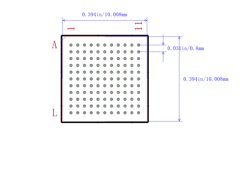 PIC32MX340F128L-80I/BG封装图