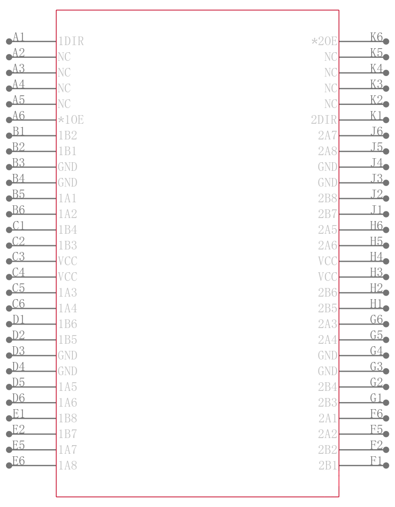 SN74LVCR16245AZQLR引脚图