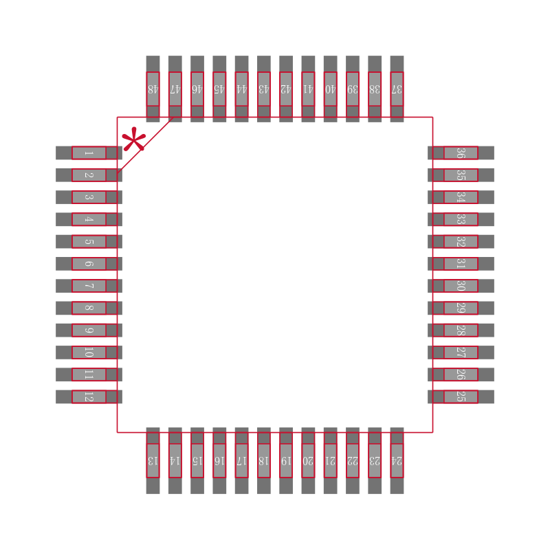 SC16C550BIB48封装焊盘图