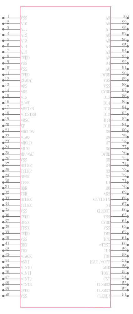 TMS320LC543PZ1-50引脚图