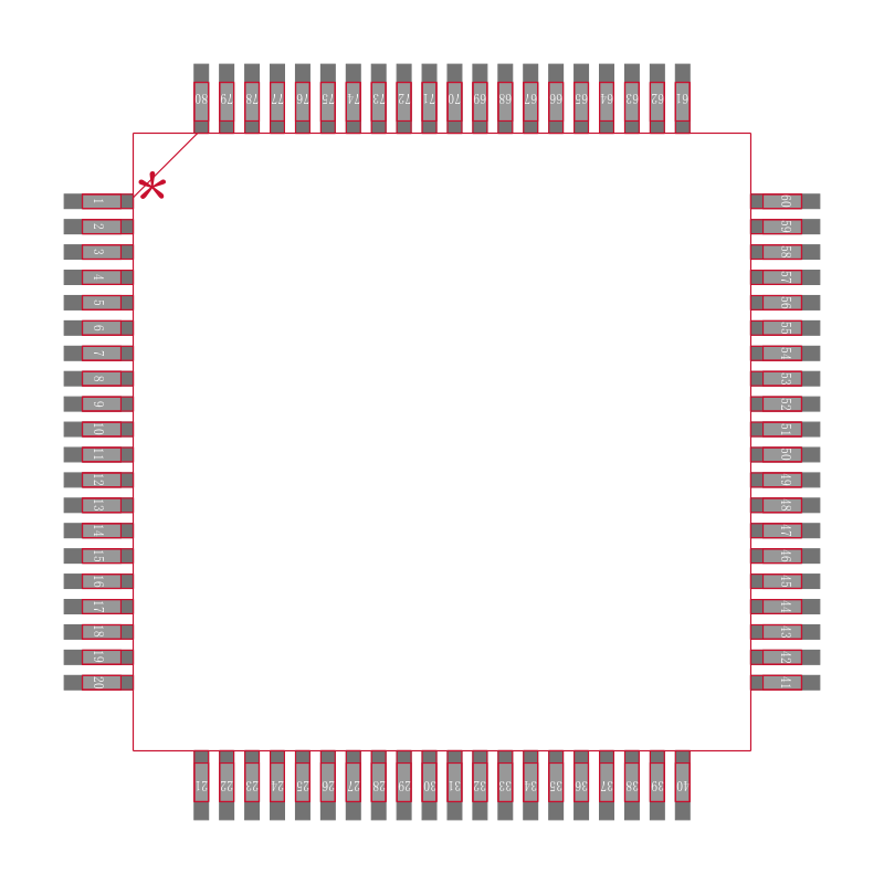 TMS320F28PLC83PNTR封装焊盘图