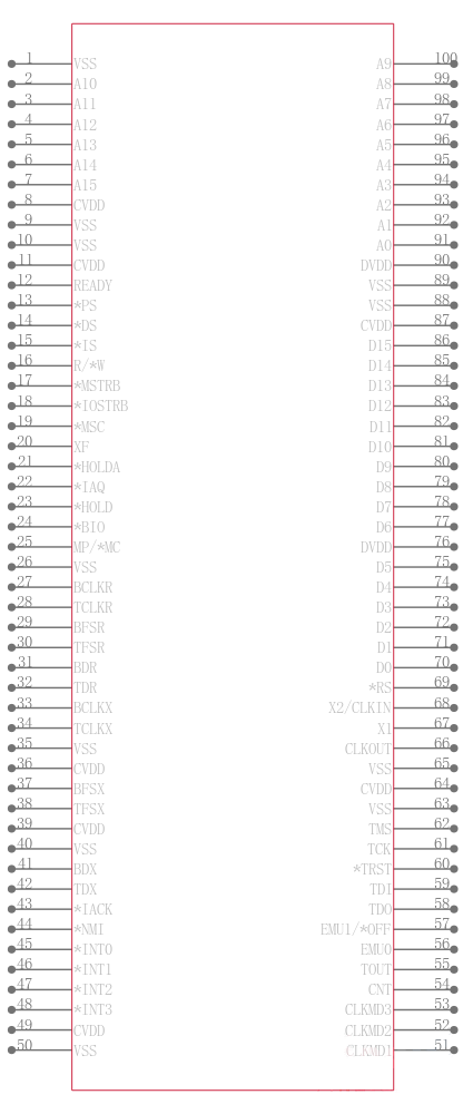 TMS320LC543PZ2-40引脚图