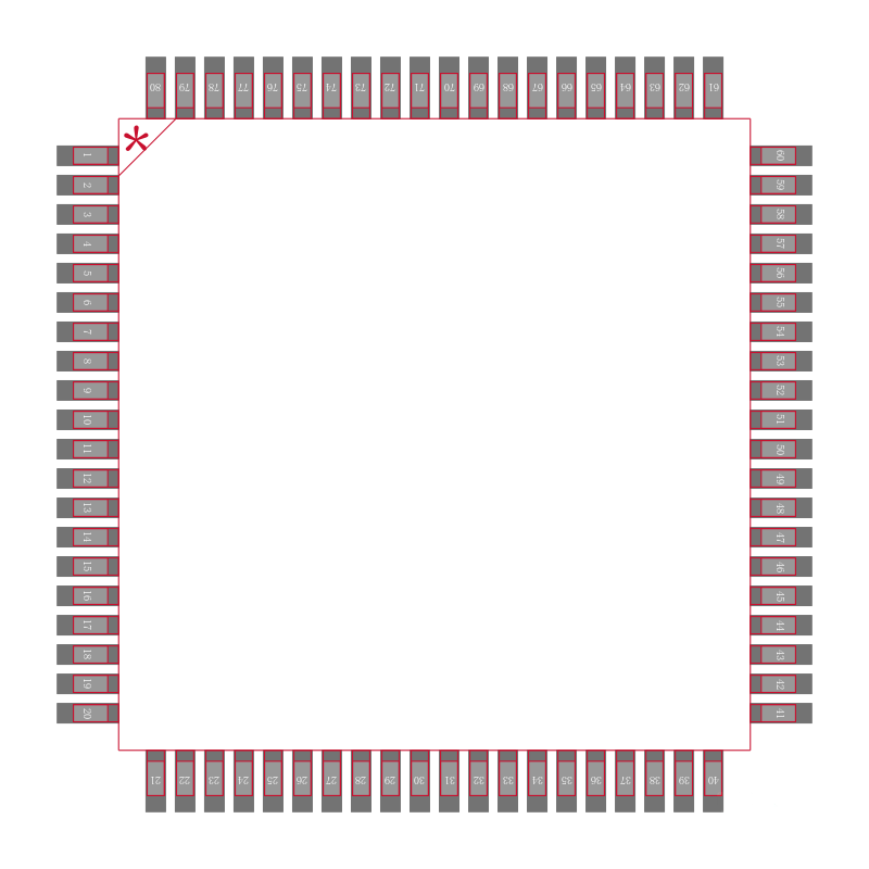 XR16V554IV80TR-F封装焊盘图