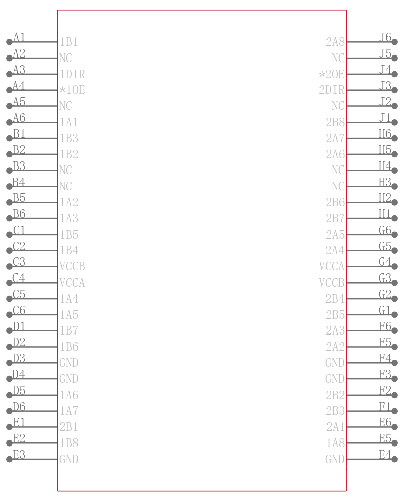 74AVCB164245ZRDR引脚图