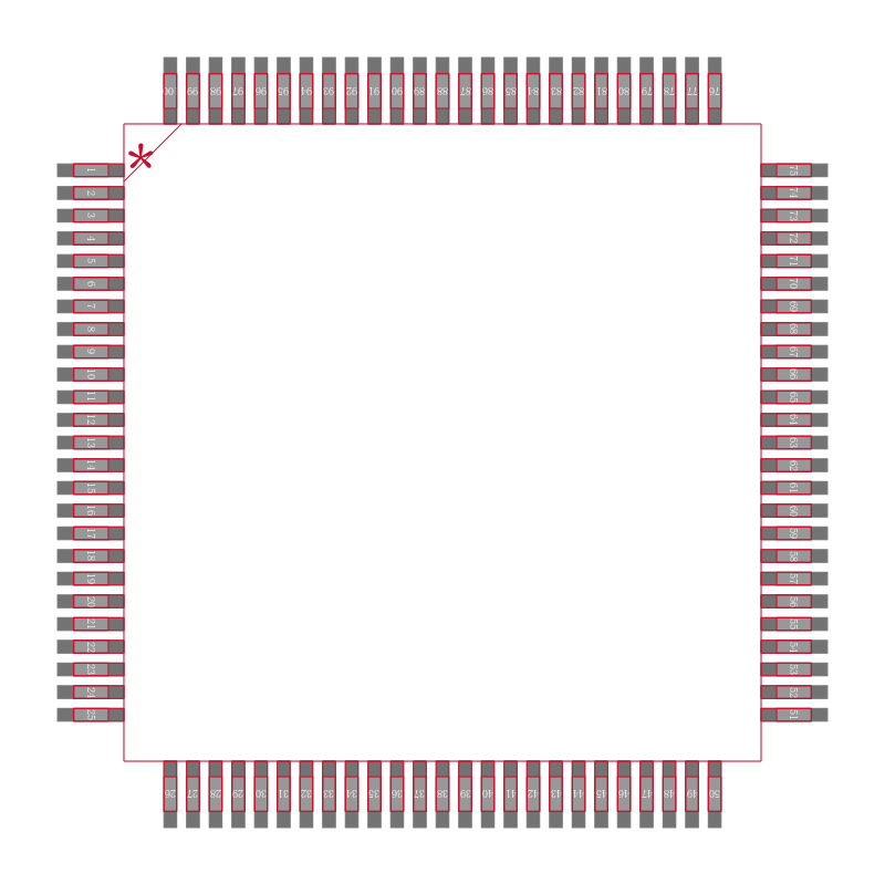 CY8C5667AXI-LP040封装焊盘图